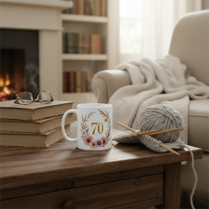 Elegant 70th Birthday Mug for Grandma – Boho Chic