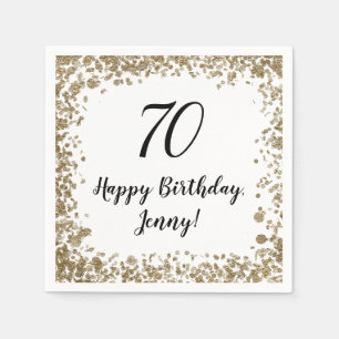 Elegant 70th Birthday Napkins For Her in Gold