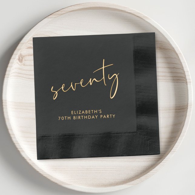 Elegant 70th Birthday Party Foil Napkins (Elevate your 70th birthday party decor with these chic and elegant foil stamped napkins)