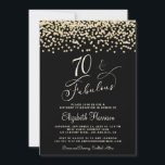 Elegant 70th Birthday Party Gold Glitter Black Invitation<br><div class="desc">Elegant black 70th birthday party invitation featuring "70 & Fabulous" in a stylish light gold script,  modern light gold typography and a gold faux glitter confetti overlay.</div>