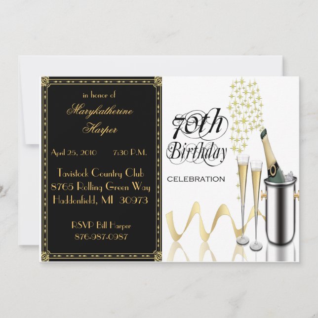 Elegant 70th Birthday Party Invitation (Front)