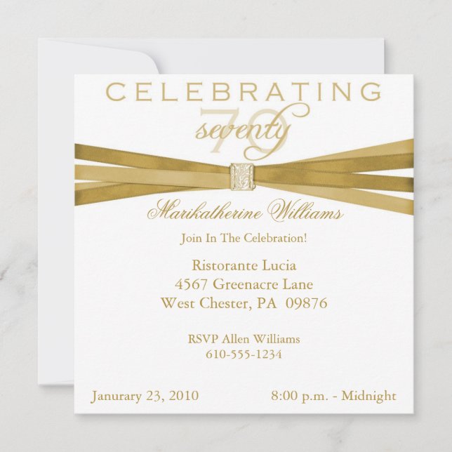 Elegant 70th Birthday Party Invitations (Front)