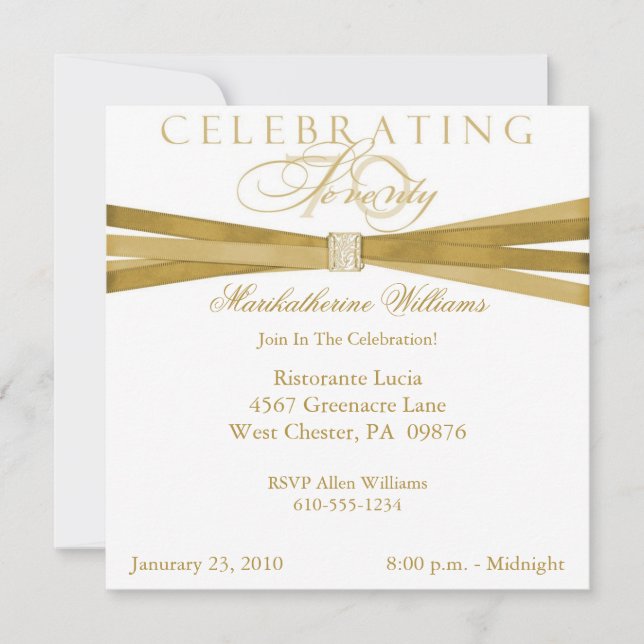 Elegant 70th Birthday Party Invitations (Front)