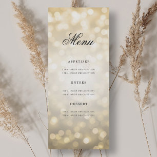 Elegant 70th Birthday Party Menu Gold Bokeh Invitation