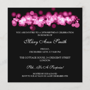 Elegant 70th Birthday Party Pink Bokeh Lights Invitation