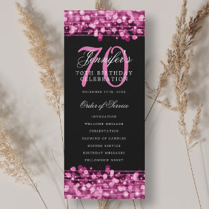 Elegant 70th Birthday Party Program Hot Pink Invitation