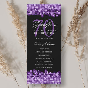 Elegant 70th Birthday Party Program Purple Invitation