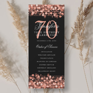 Elegant 70th Birthday Party Program Rose Gold  Invitation