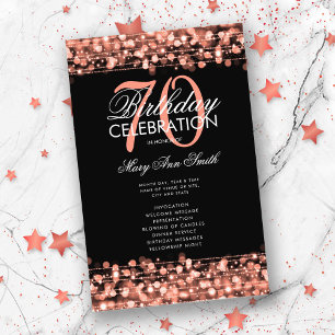 Elegant 70th Birthday Party Program Rose Gold Menu
