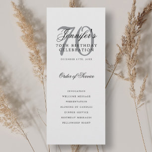 Elegant 70th Birthday Party Program Silver Invitation