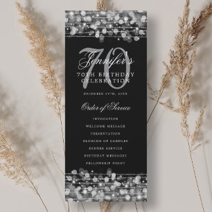 Elegant 70th Birthday Party Program Silver  Invitation
