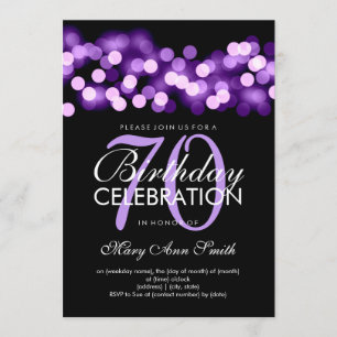 Elegant 70th Birthday Party Purple Hollywood Glam Invitation