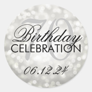 Elegant 70th Birthday Party Silver Glitter Lights Classic Round Sticker