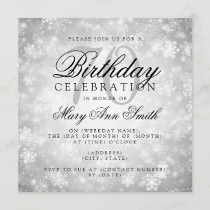 Elegant 70th Birthday Silver Winter Wonderland Invitation