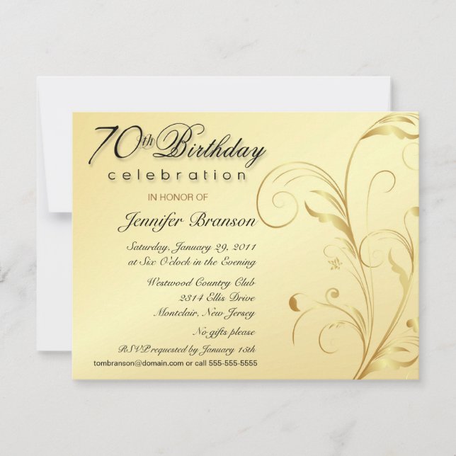Elegant 70th Birthday Surprise Party Invitations (Front)