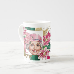 Elegant 70th Birthday with Custom Lady Caricature Bone China Mug
