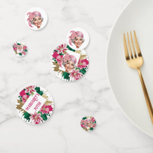 Elegant 70th Birthday with Custom Lady Caricature Confetti