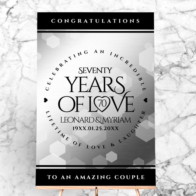 Elegant 70th Platinum Wedding Anniversary Acrylic Sign (Elegant 70th Platinum Wedding Anniversary Acrylic Sign Cover Photo)
