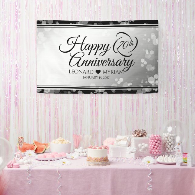 Elegant 70th Platinum Wedding Anniversary Banner (Party)
