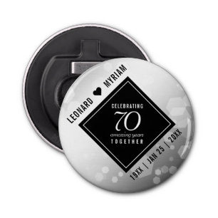 Elegant 70th Platinum Wedding Anniversary Bottle Opener
