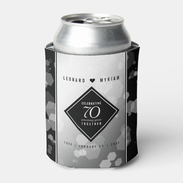 Elegant 70th Platinum Wedding Anniversary Can Cooler (Can Front)