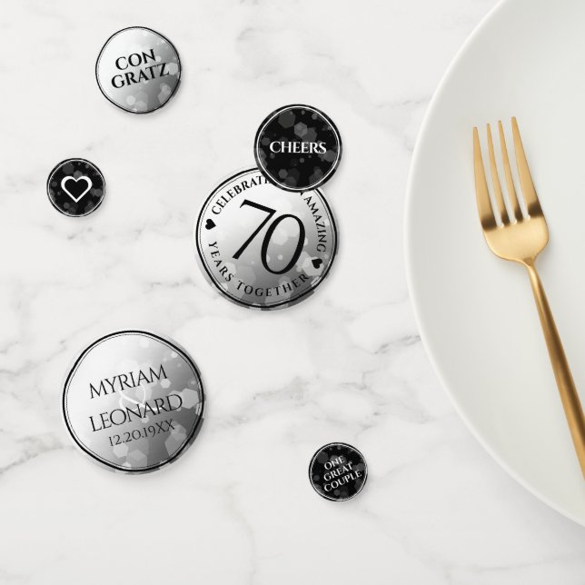 Elegant 70th Platinum Wedding Anniversary Confetti (Group)