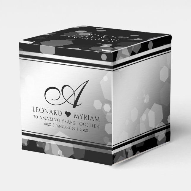 Elegant 70th Platinum Wedding Anniversary Favour Box (Front Side)