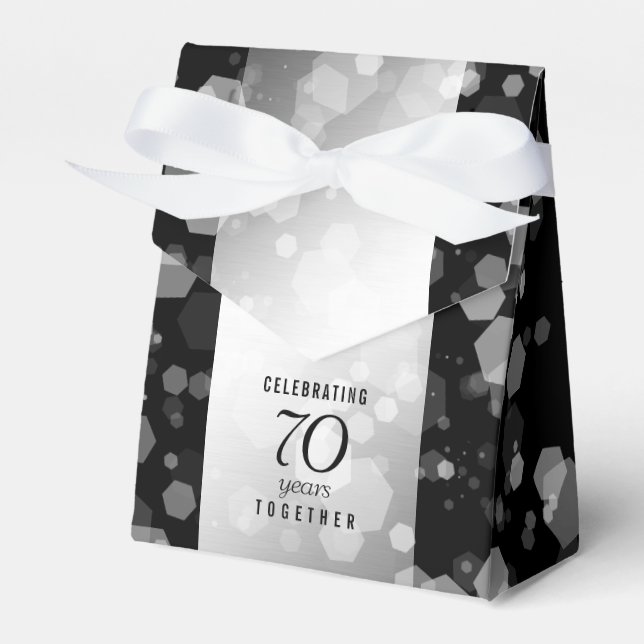 Elegant 70th Platinum Wedding Anniversary Favour Box (Front Side)