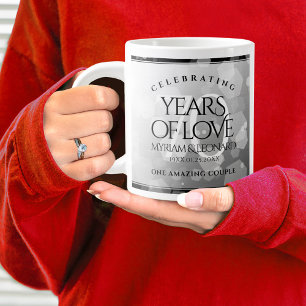 Elegant 70th Platinum Wedding Anniversary Large Coffee Mug