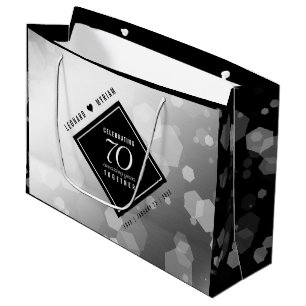 Elegant 70th Platinum Wedding Anniversary Large Gift Bag