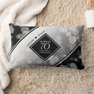 Elegant 70th Platinum Wedding Anniversary Lumbar Cushion
