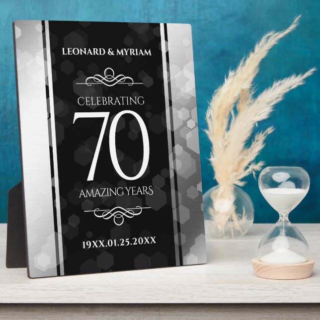 Elegant 70th Platinum Wedding Anniversary Plaque (Side)