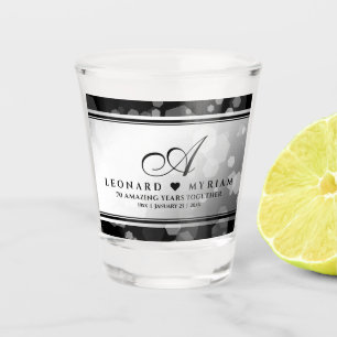 Elegant 70th Platinum Wedding Anniversary Shot Glass