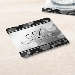 Elegant 70th Platinum Wedding Anniversary Square Paper Coaster
