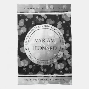 Elegant 70th Platinum Wedding Anniversary Tea Towel