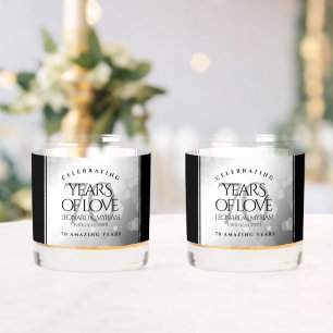 Elegant 70th Platinum Wedding Anniversary Whiskey Glass