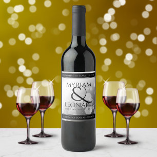 Elegant 70th Platinum Wedding Anniversary Wine Label