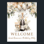 Elegant 70th Surprise Birthday Party Poster<br><div class="desc">Elegant surprise 70th birthday party welcome poster,  featuring watercolor balloons,  blush pink,  cream florals and a scattering of faux gold confetti. Customise for any age.</div>