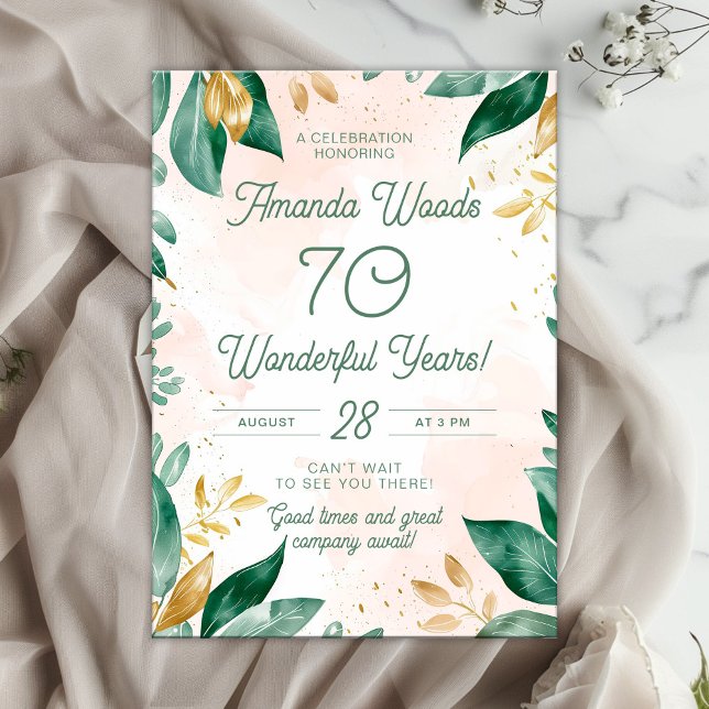 Elegant 70th Verdant birthday Celebration Invitation (Creator Uploaded)