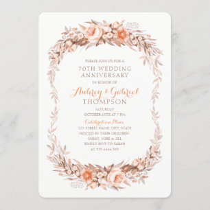 Elegant 70th Wedding Anniversary Floral Fall Invitation