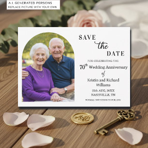 Elegant 70th Wedding Anniversary Photo Save The Date