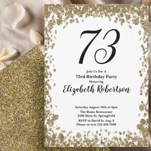 Elegant 73rd Birthday Invitation With Gold Sequins