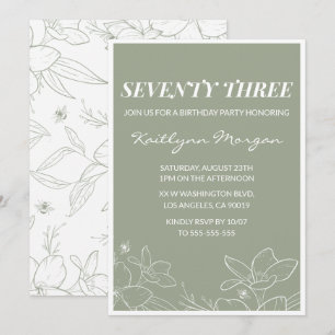 Elegant 73rd birthday invitations Floral Green
