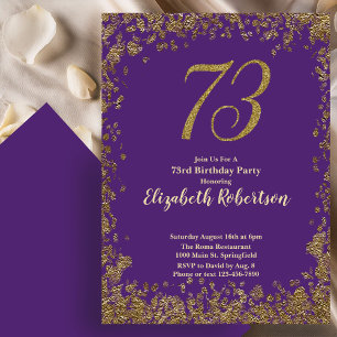 Elegant 73rd Purple Gold Birthday Invitation