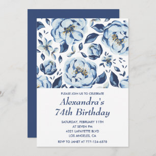 Elegant 74th birthday invitations Floral Vintage