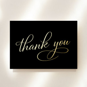 Elegant 75th Birthday Black Foil Thank You Card