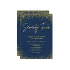 Elegant 75th birthday invitation Gold Navy Glam