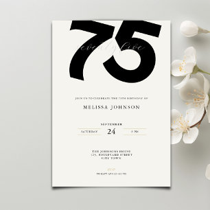 Elegant 75th Birthday Invitation - Minimal Style