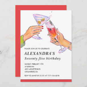 Elegant 75th birthday invitations Cocktail Party