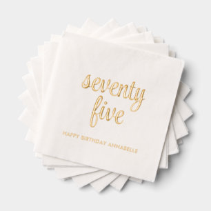 Elegant 75th Birthday Modern Gold Foil Napkins